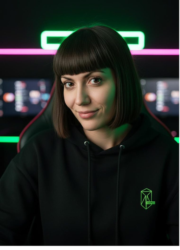 AI portrait for a streamer in a neon-lit gaming setup